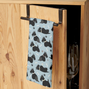 Linge De Cuisine Pâtes et os de Terrier écossais noir