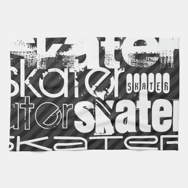 Linge De Cuisine Patinage ; Gris Noir & Sombre (Horizontal)