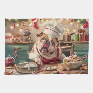 Linge De Cuisine Pâtisserie de Noël à Bulldog anglais : Festive Chr