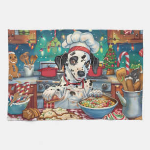 Linge De Cuisine Pâtisserie des Fêtes avec Dalmatien : Noël Festif
