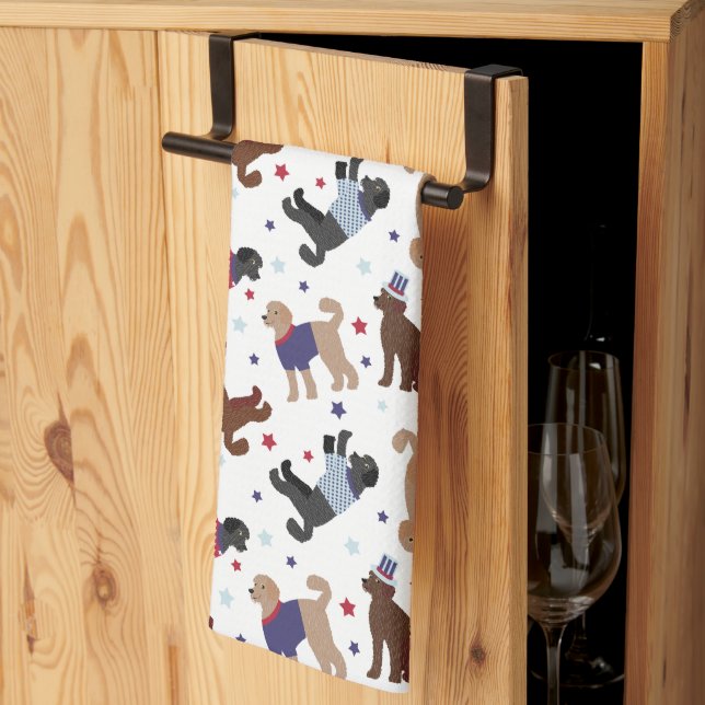 Linge De Cuisine Patriotique Labradoodle Motif (Pliage en tiers)