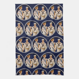 Linge De Cuisine Patriotisme vintage, Lady Liberty avec Marine Seam