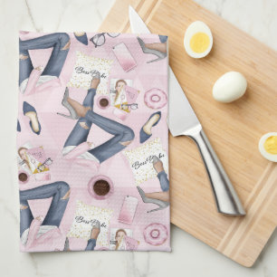 Linge De Cuisine Patron de fille tiré à la main