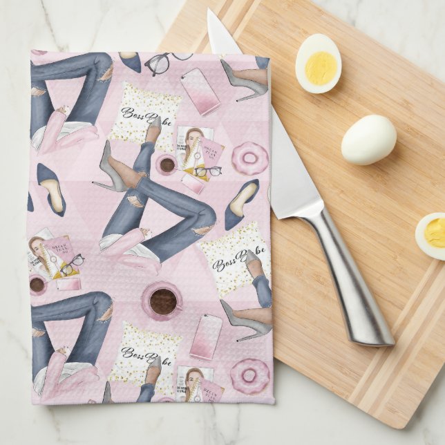 Linge De Cuisine Patron de fille tiré à la main (Quart Plié)