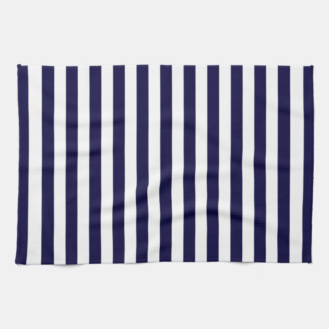 Linge De Cuisine Patters de Classic Navy Blue et White Stripe (Horizontal)
