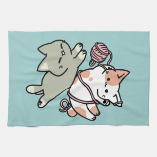 Linge De Cuisine Pattes et Jeux – Illustration de Chat Adorable