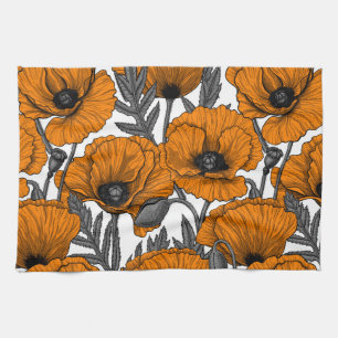 Linge De Cuisine Pavot orange