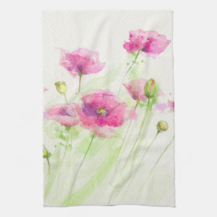 Linge De Cuisine Pavots peints 3 d'aquarelle