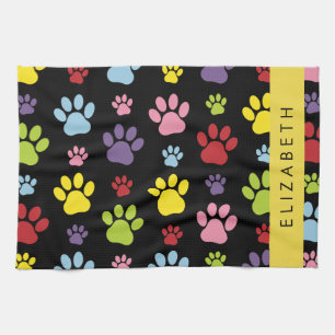 Linge De Cuisine Paws Colorés, Motif Paw, Paws Chiens, Votre Nom