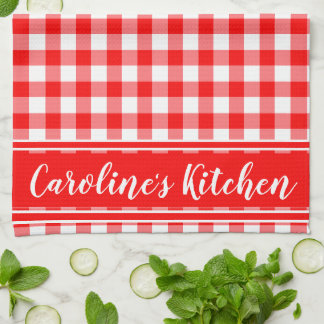Linge De Cuisine Pays En vichy Décor Agritourisme Personnalisé Roug