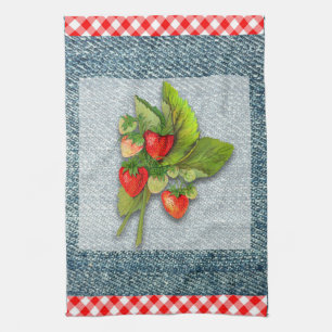 Linge De Cuisine Pays En vichy, Denim et fraises
