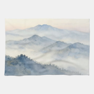 Linge De Cuisine Paysage aquarelliste de la montagne brumeuse