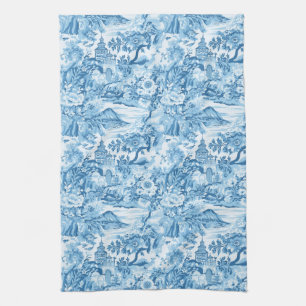Linge De Cuisine Paysage classique en toile bleue