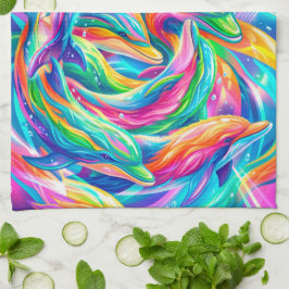 Linge De Cuisine Paysage onirique de dauphins vibrant – Psychedeliq