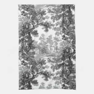 Linge De Cuisine Paysage vintage Cottage Toile-Noir & Blanc
