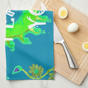 Linge De Cuisine Peace Be With You : Inspirant Vert et Jaune