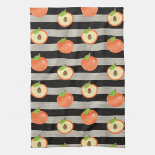 Linge De Cuisine Peach Modern Black & White Strips