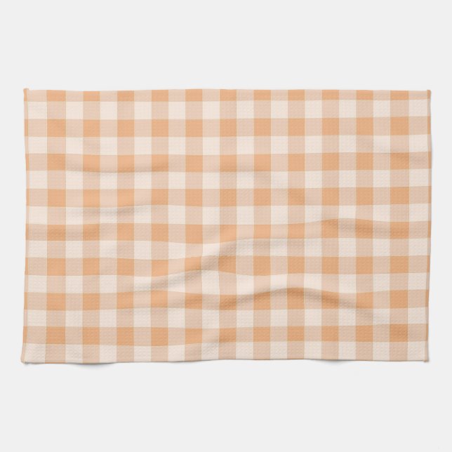 Linge De Cuisine Peach White À damiers En vichy Motif (Horizontal)