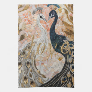 Linge De Cuisine Peacocks Gold Parties scintillant Love Blush Rose