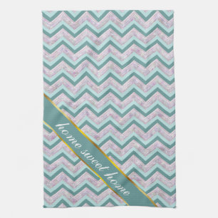Linge De Cuisine Pearl Floral Turquoise ZigZag Motif
