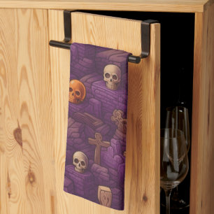Linge De Cuisine Peaux de Bronze d'Argent Graves Violet Halloween
