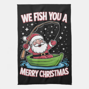 Linge De Cuisine Pêcheur de Noël Pêche Funny Cool Père Noël