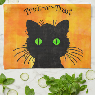 Linge De Cuisine Peek-A-Boo Chat noir Orange Trick-or-Treat