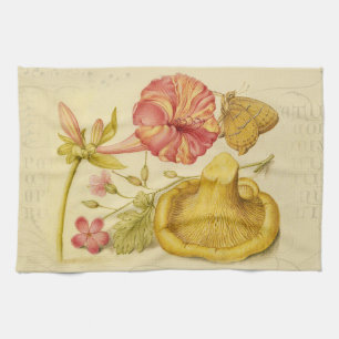 Linge De Cuisine Peinture à l'aquarelle des champignons papillons