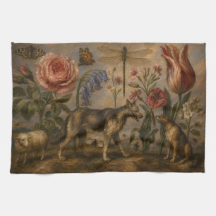 Linge De Cuisine Peinture à l'huile botanique et faune forestière