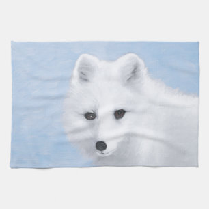 Linge De Cuisine Peinture Arctic Fox - Art original de la faune