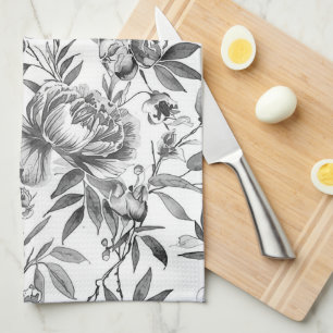 Linge De Cuisine Peinture botanique florale à l'aquarelle en chinoi