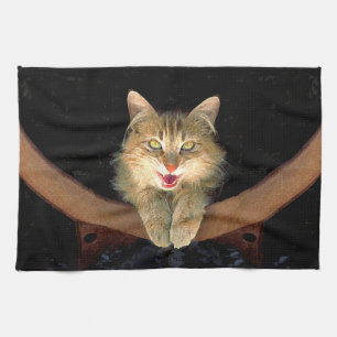 Linge De Cuisine Peinture de chat Mad - Cute Original Cat Art
