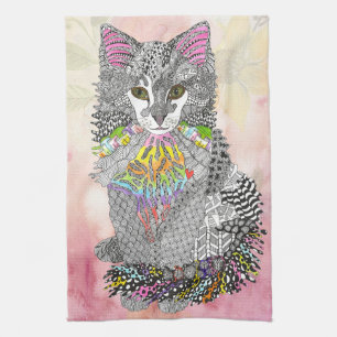 Linge De Cuisine Peinture de chats Pastel Aquarelle mignonne et col