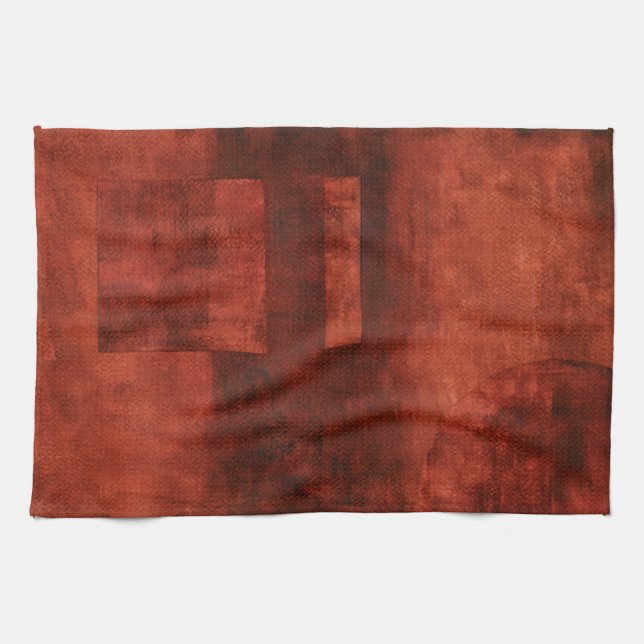 Linge De Cuisine Peinture de Crimson profonde avec formes géométriq (Horizontal)
