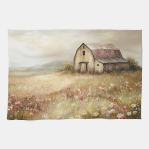 Linge De Cuisine Peinture de terrain Fleur sauvage de grange blanch