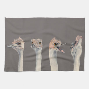 Linge De Cuisine Peinture drôle d'autruches "de reine de drame"