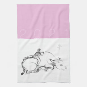 Linge De Cuisine Peinture enfant Bison d'eau Chinois Ox Nouvel An K