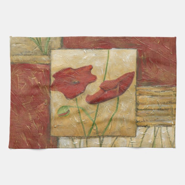 Linge De Cuisine Peinture florale avec traits de pinceau visibles (Horizontal)