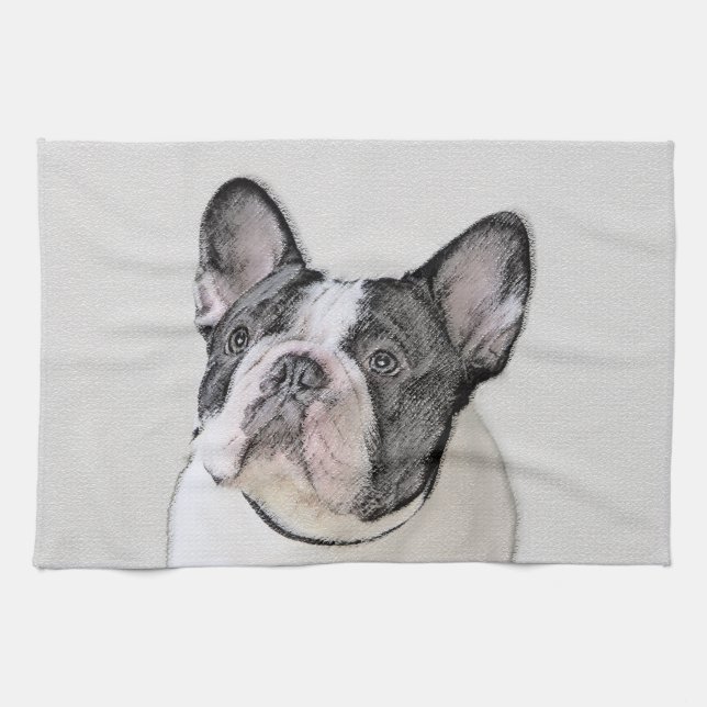 Linge De Cuisine Peinture française de Bulldog (Pied de broche) - A (Horizontal)