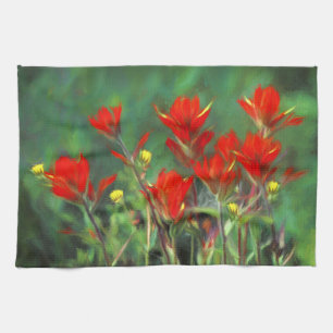 Linge De Cuisine Peinture indienne de pinceau - Art Fleur original