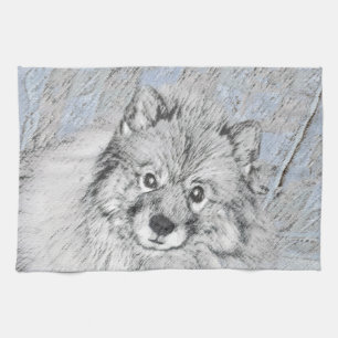 Linge De Cuisine Peinture Keeshond Beth - Joli art original chien