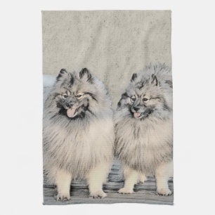 Linge De Cuisine Peinture Keeshond Brothers - Art Chien original