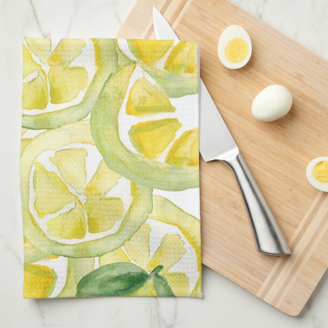 Linge De Cuisine Peinture motif citron (Quart Plié)