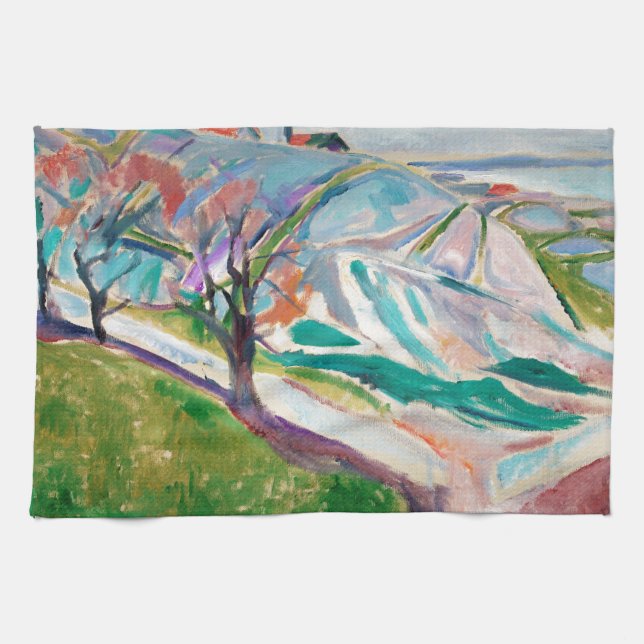 Linge De Cuisine Peinture paysagère Edward Munch Art expressionnist (Horizontal)