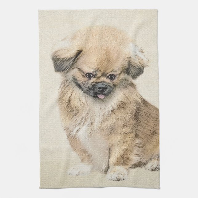 Linge De Cuisine Peinture Pekingese - Cute Original Chien Art (Vertical)