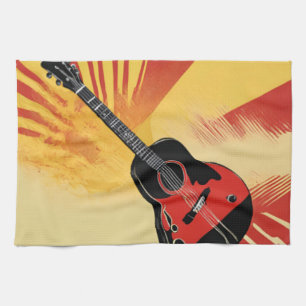 Linge De Cuisine Peinture Pop Art Guitare Illustration Vintage Retr