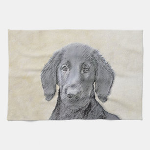 Linge De Cuisine Peinture Retriever à revêtement plat - Art Chien o