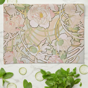 Linge De Cuisine Peonies par Alphonse Mucha