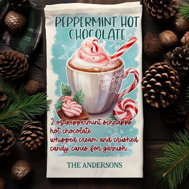 Linge De Cuisine Pepperment Hot Chocolate Noël Cocktail Recette (Créateur téléchargé)