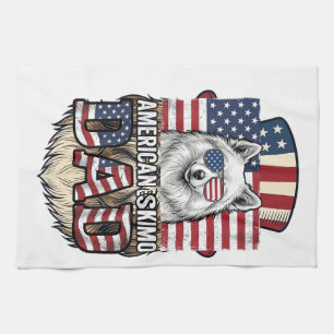 Linge De Cuisine Père Esquimau Américain Patriotique Vintage Chien